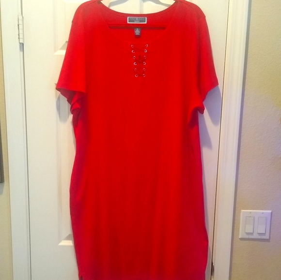 Karen Scott 3X Red 100 Percent Cotton Dress - Picture 1 of 8